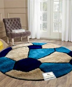 CARSHAG000358 BLUE BEIGE 4X4 ROUND