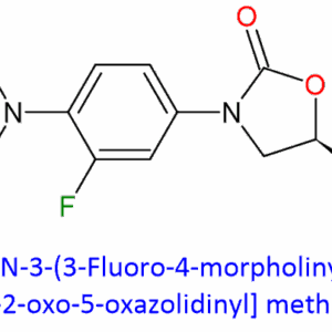 Chemical Structure of Linezolid (R)-[N-3-(3-Fluoro-4-Morpholinylphenyl)-2-Oxo-5-Oxazolidinyl] Methanol , 168828-82-8