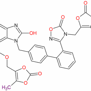 Chemical Structure of Des Ethyl Dimedoxomil Azilsartan Molecular Formula C33H24N4O11