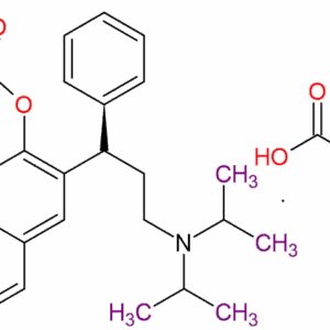 Chemical structure of ±)-2-(3-(Diisopropylamino)-1-Phenylpropyl)-4-Formylphenyl Isobutyrate Hydrogen Fumarate