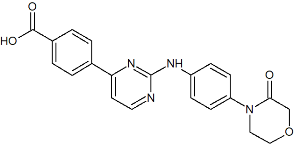 4-(2-((4-(3-oxomorpholino) phenyl) amino)pyrimidin-4 -yl) benzoic acid [ Momelotinib Compound-3]