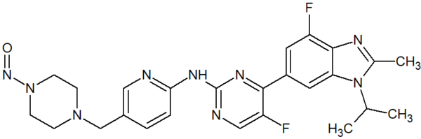 5-Fluoro-4-(4-fluoro-1-isopropyl-2-methyl-1H-benzo[d]imidazol-6-yl)-N-(5-((4-nitrosopiperazin-1-yl)methyl)pyridin-2-yl)pyrimidin-2-amine